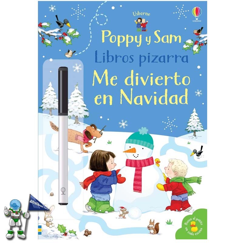 Libro pizarra Poppy y Sam Me divierto en Navidad | Libros de navidad Usborne | Astrolibros librería infantil Vitoria-gasteiz | Librería online